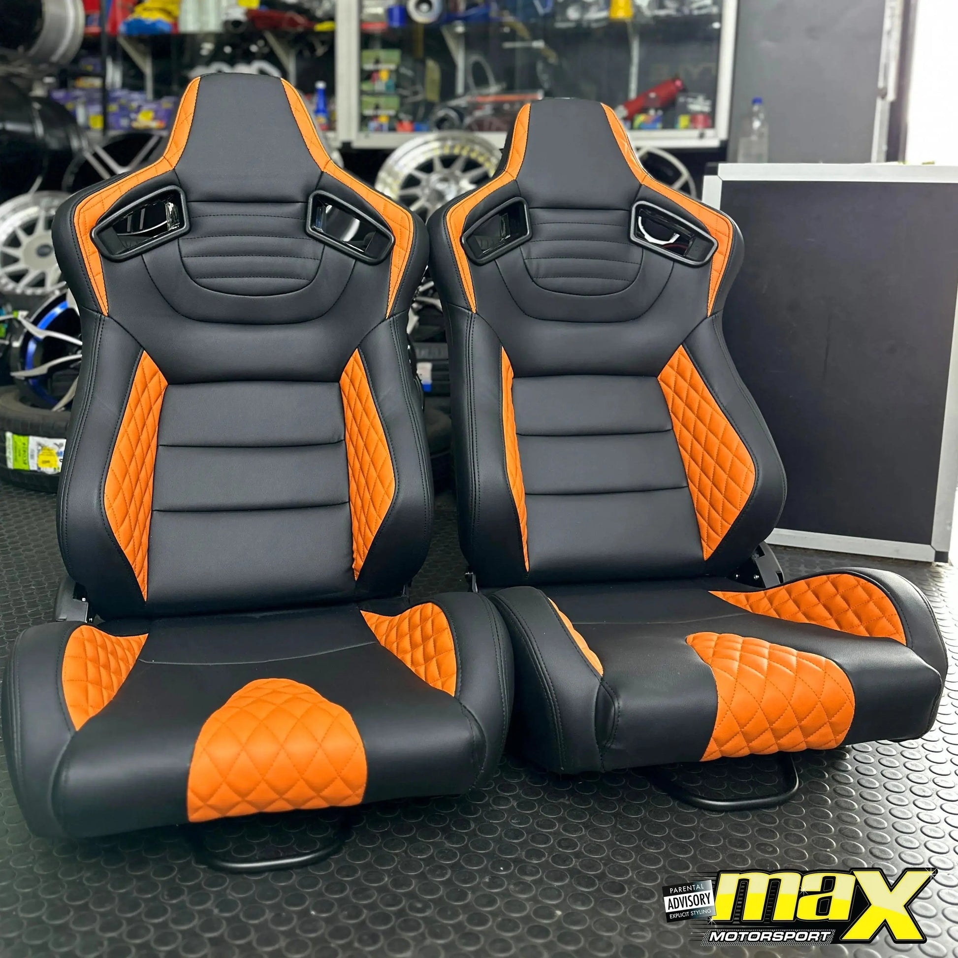 Reclinable Wingback Racing Seats PVC (Pair) Max Motorsport