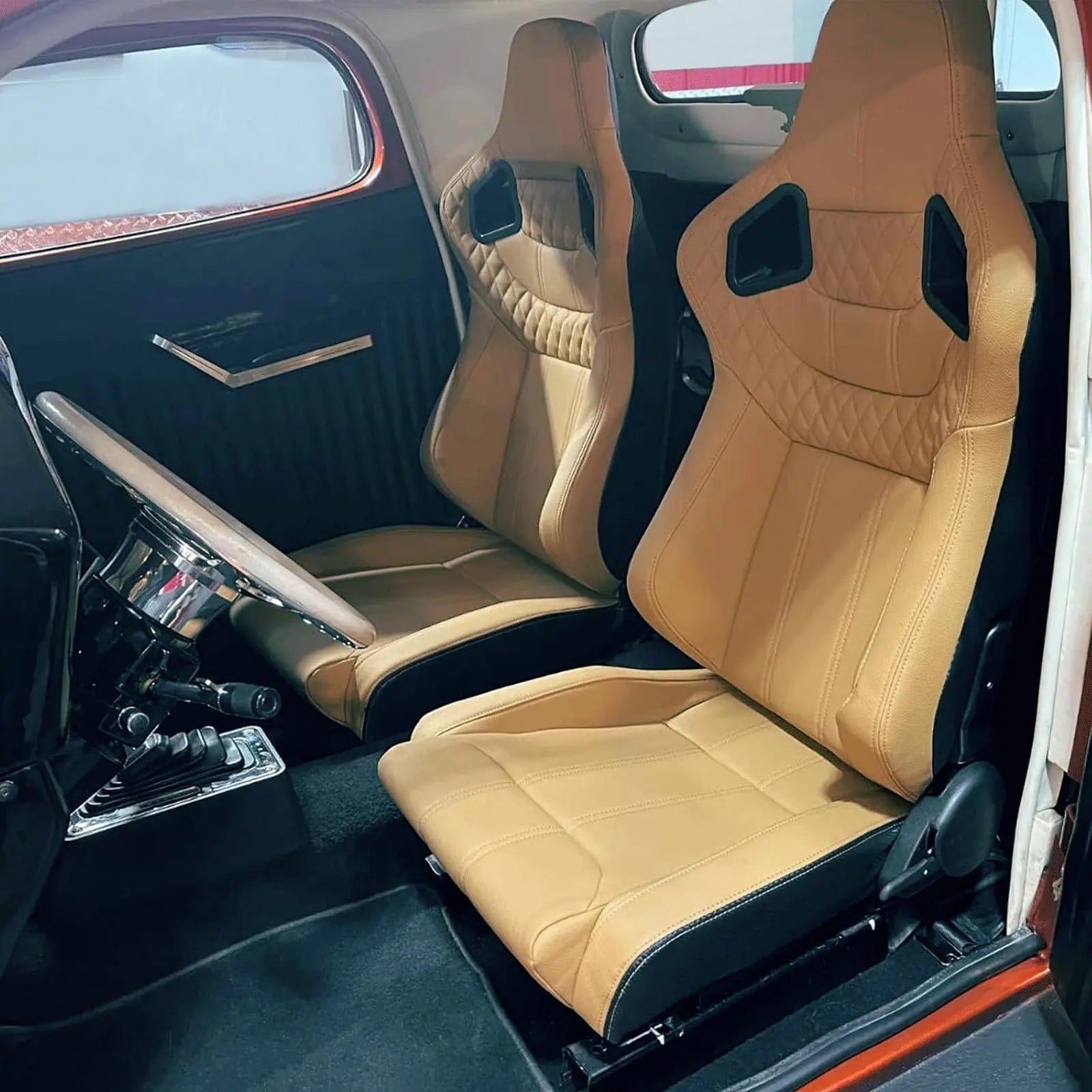 Reclinable Wingback Racing Seats PVC (Pair) Max Motorsport