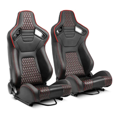 Reclinable Wingback Racing Seats PVC (Pair) Max Motorsport