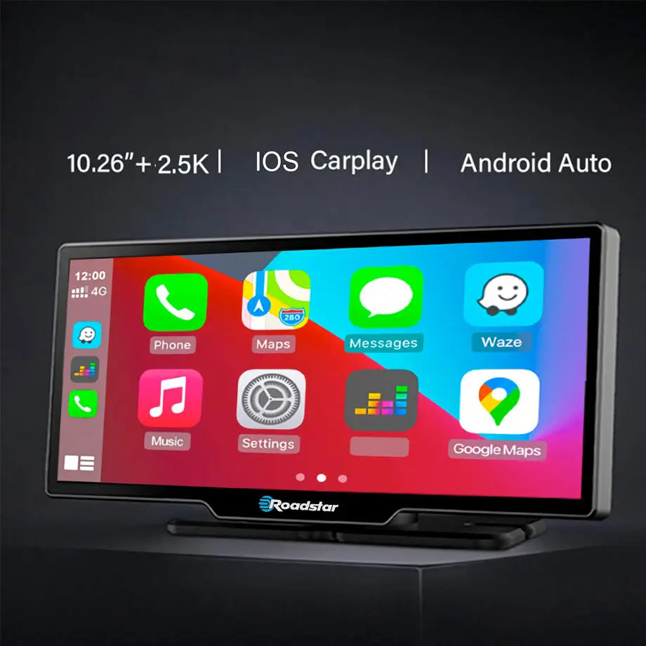 Roadstar - 10.26 Inch 2-Way DVR Camera Screen With Apple Carplay & Android Auto Max Motorsport