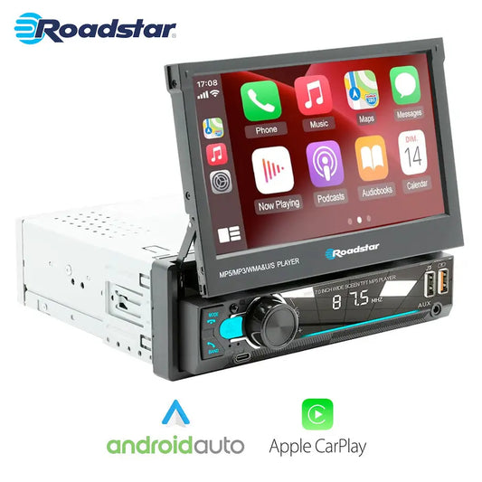 Roadstar - 7 Inch Multimedia Manual In-Dash System With Apple Carplay & Android Auto Roadstar