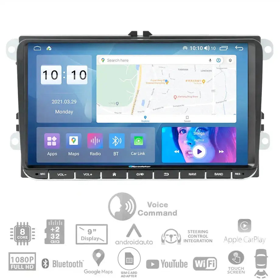 Vw Android Multimedia Roadstar - 9 Inch VW Android Multimedia Unit With Voice Command – Max ...