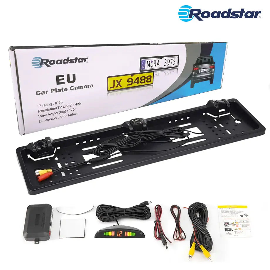Roadstar Universal Number Plate Rear View Camera With Parking Sensors Targa