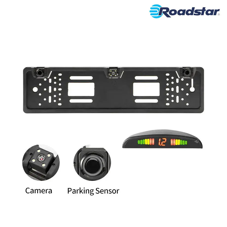 Roadstar Universal Number Plate Rear View Camera With Parking Sensors Targa