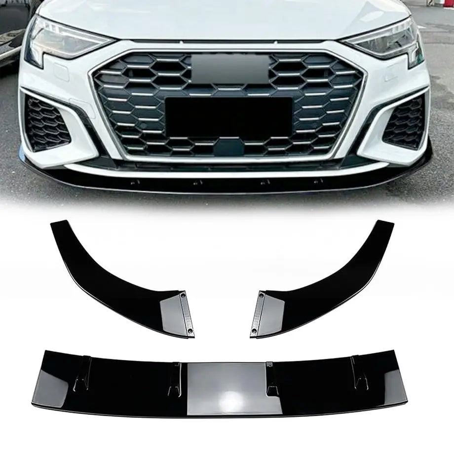 AUDI A3 / S3 (8Y) 3-Piece Gloss Black Front Spoiler (21-On) maxmotorsports