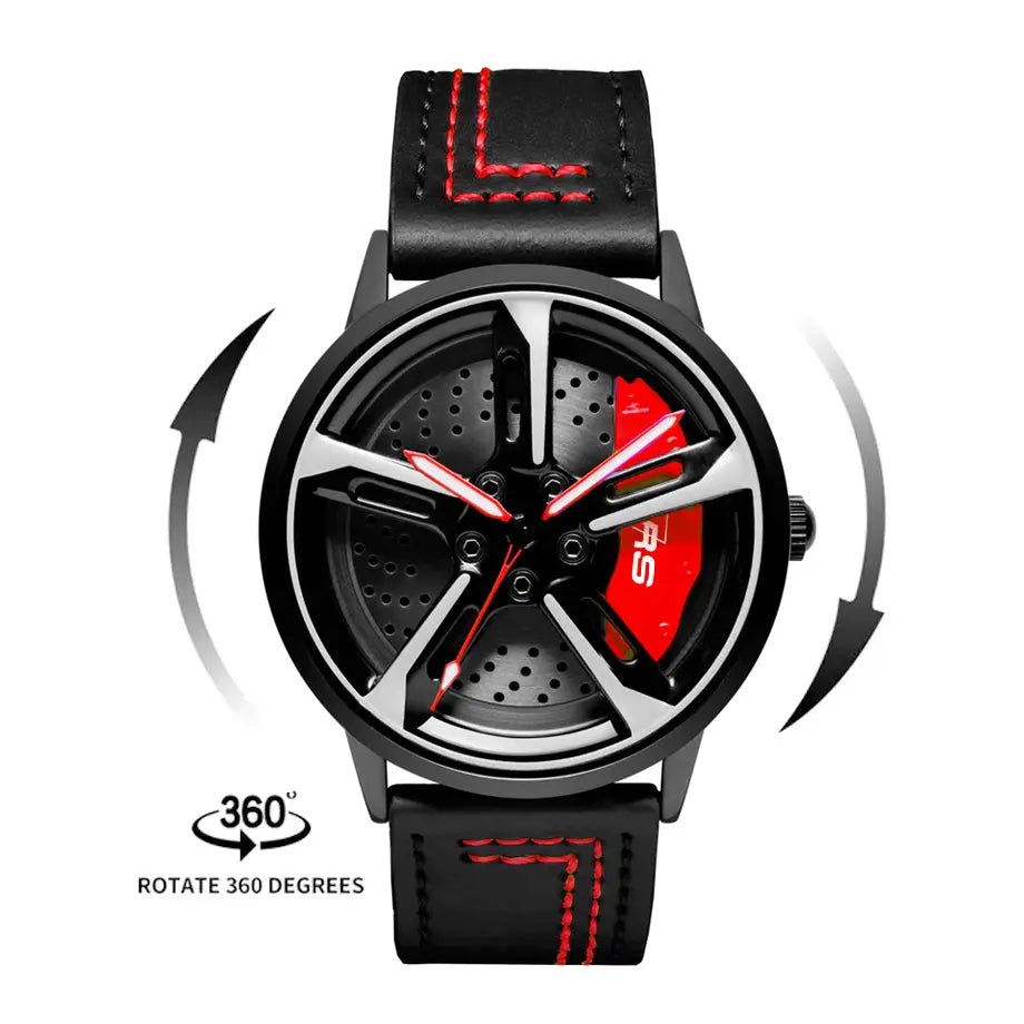 Sports Car Rim Wheel Watch - Audi RS7 Spinning Face Max Motorsport