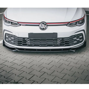 Suitable To Fit - VW Golf 8 GTI Maxton Style 1-Piece Gloss Black Front Spoiler Max Motorsport