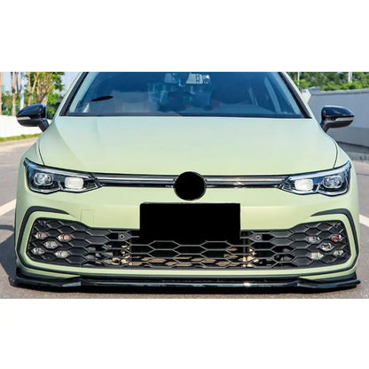 Suitable To Fit - VW Golf 8 GTI Maxton Style 3-Piece Gloss Black Front Spoiler - Type A Max Motorsport