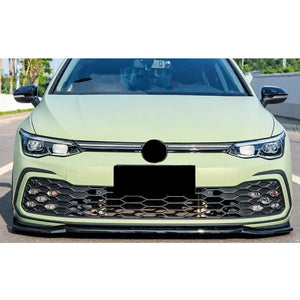 Suitable To Fit - VW Golf 8 GTI Maxton Style 3-Piece Gloss Black Front Spoiler - Type A Max Motorsport