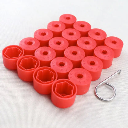 Suitable To Fit - VW Plastic Anti Theft - Red Wheel Nut Caps - 20 Piece maxmotorsports