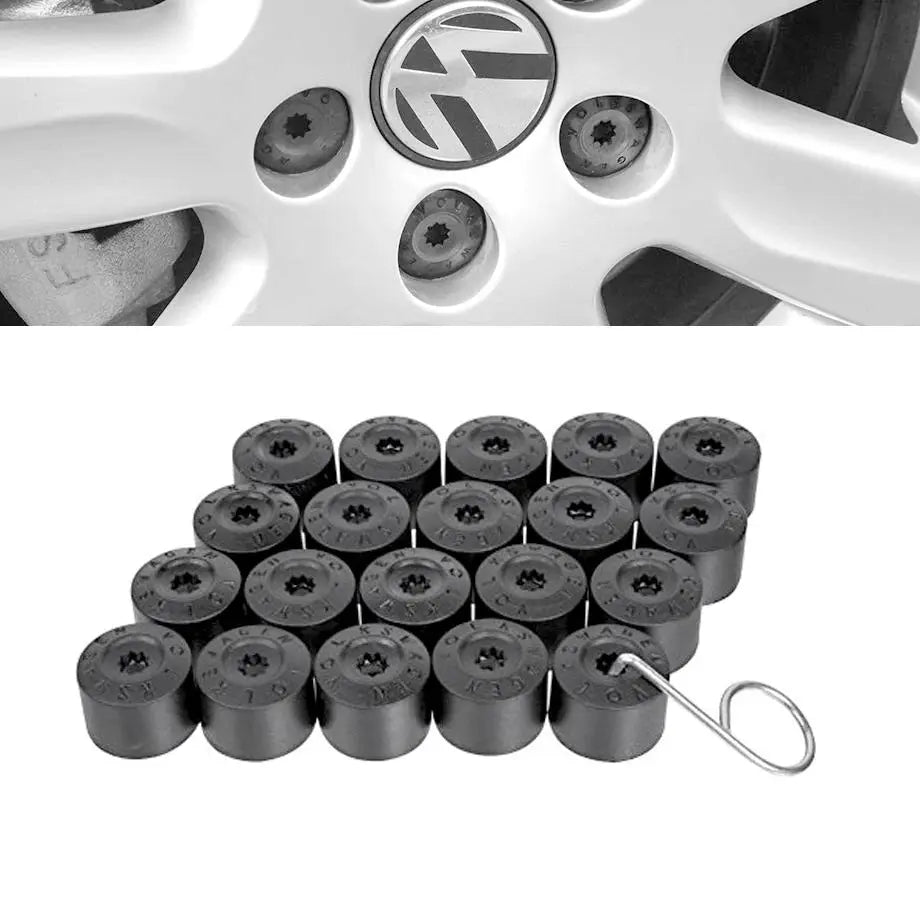 Suitable To Fit - VW Plastic Anti Theft - Wheel Nut Caps - 20 Piece maxmotorsports