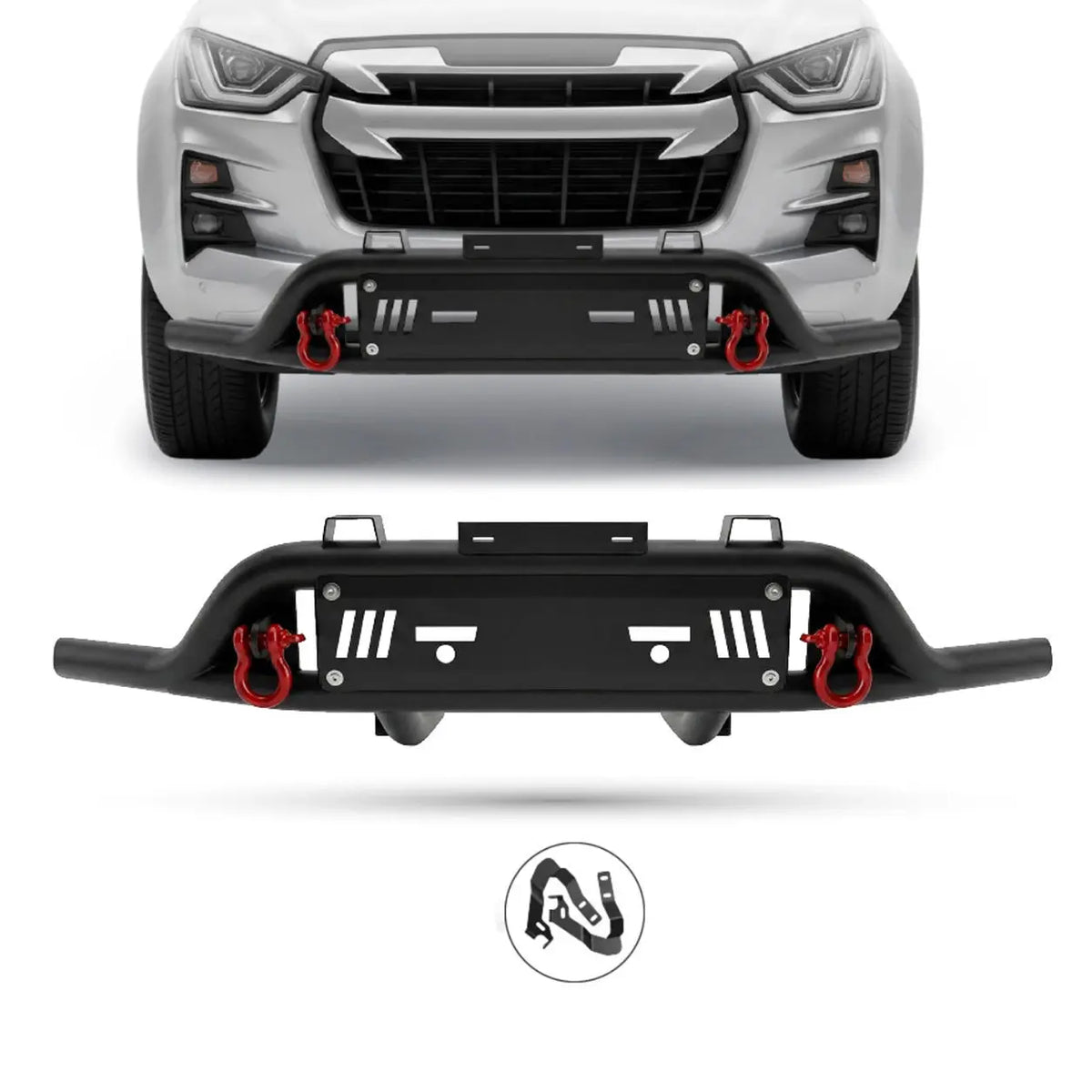 Suitable To Fit - Isuzu (21-On) Steel Front Styling Bar With Red Shackles Max Motorsport