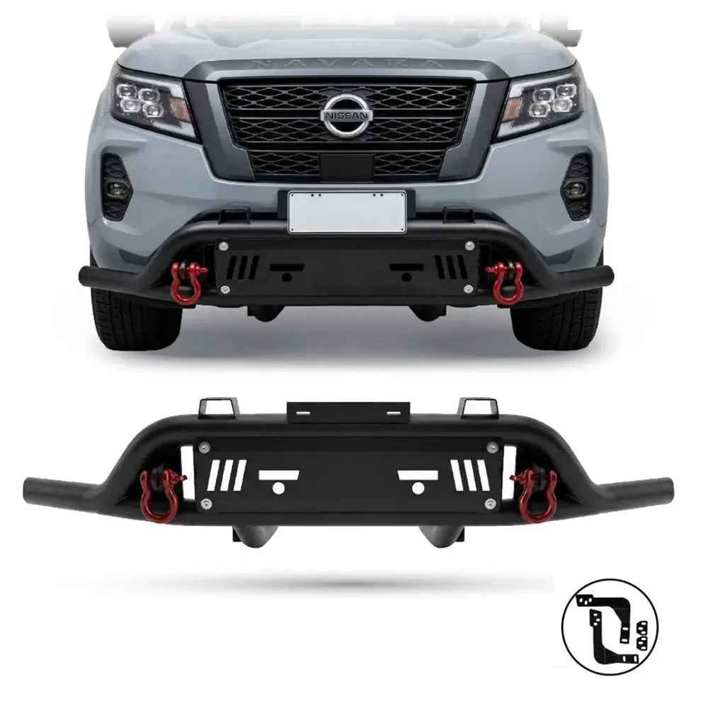 Suitable To Fit - Nissan Navara (21-On) Steel Front Styling Bar With Red Shackles Max Motorsport