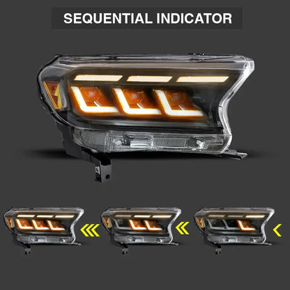 Suitable To Fit - Ranger Next Gen OEM Style DRL LED Dual Projector Headlights Max Motorsport
