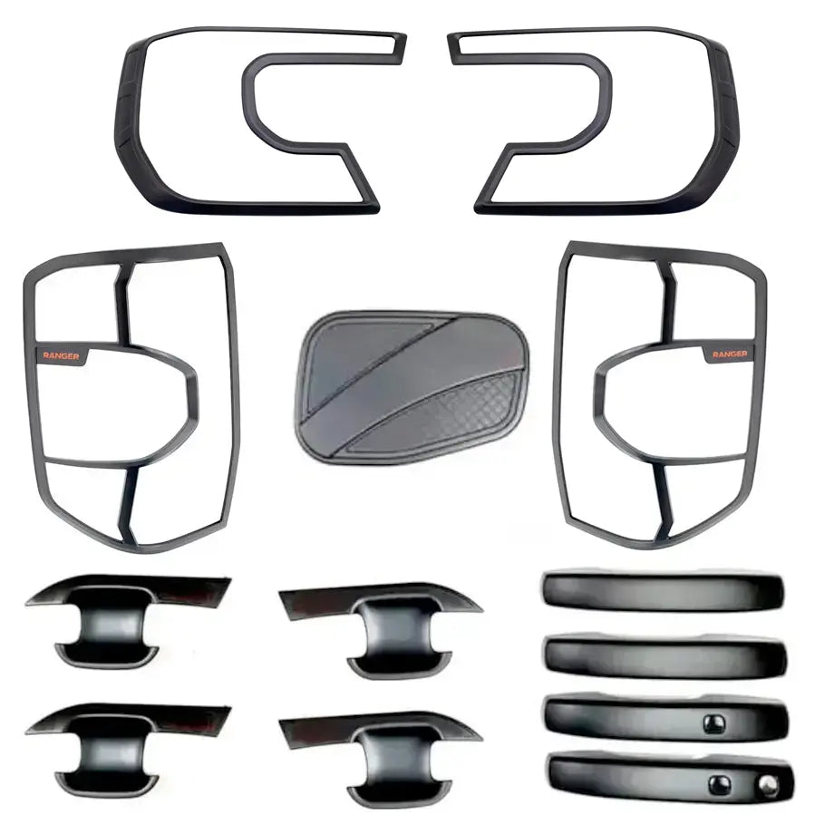 Suitable To Fit - Ranger Next Gen Wildtrak (22-On) 13-Piece Matte Black Accessory Trim Kit Max Motorsport
