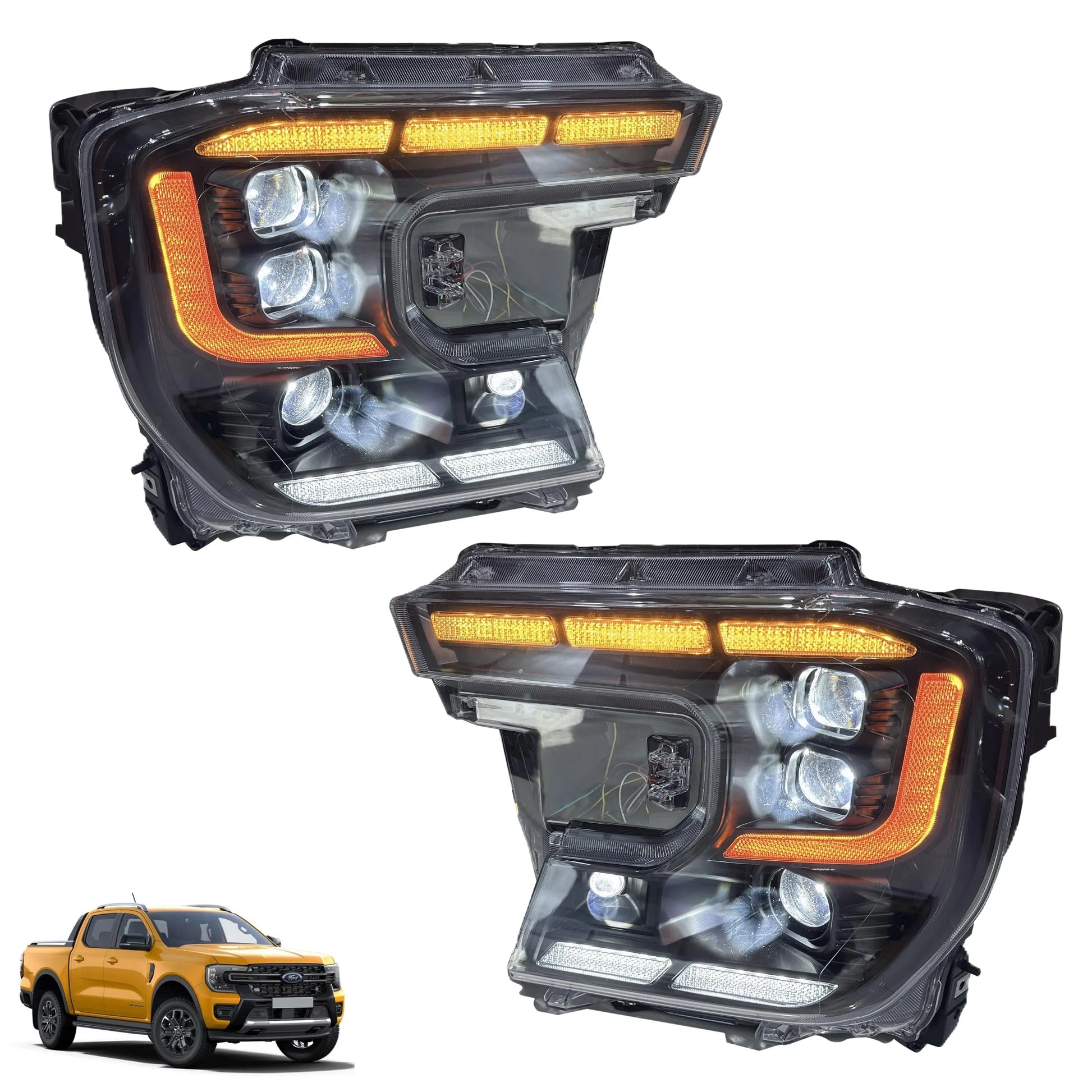 Suitable To Fit - Ranger Next Gen (22-On) TRI-Projector DRL LED Upgrade Headlights Max Motorsport