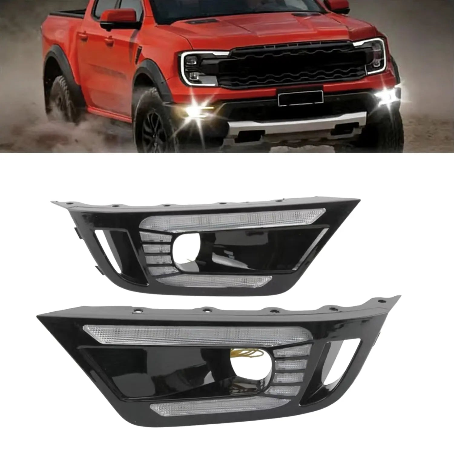 Suitable To Fit - Raptor DRL LED Fog Light Surrounds Max Motorsport