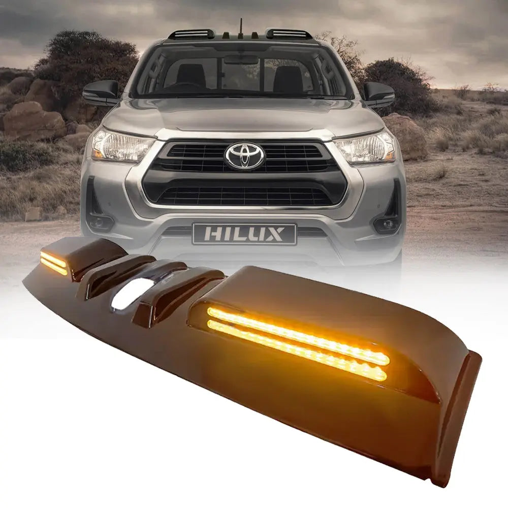 Suitable To Fit - Toyota Hilux (15-On) Gloss Black Dual Function DRL LED Roof Spoiler Light Max Motorsport