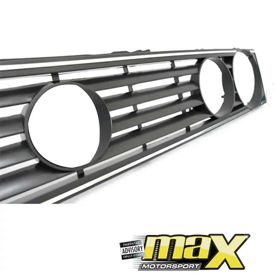 Suitable To Fit - VW Golf 1 Silver Line Big Badge Double Headlight Grille (Plastic) Max Motorsport