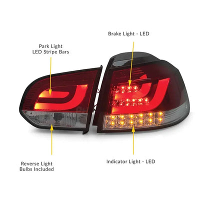 Suitable To Fit - VW Golf 6 3D-Bar Style LED Smoked Black LED Taillights Max Motorsport