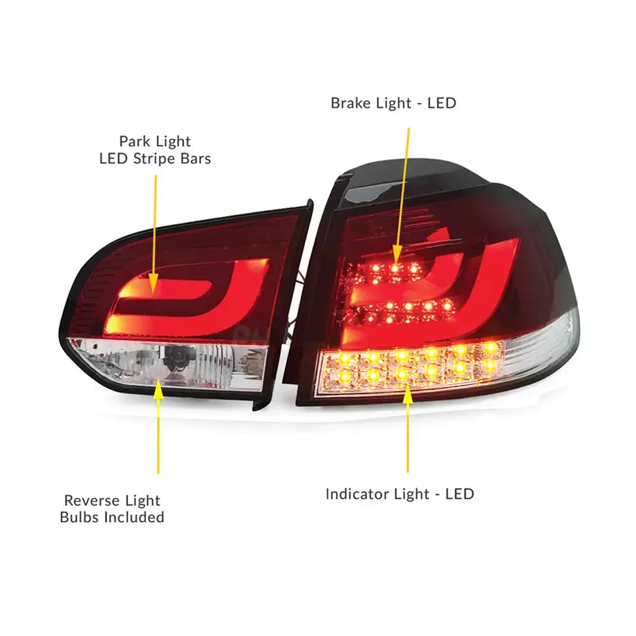 Suitable To Fit - VW Golf 6 3D-Bar Style LED Smoked Red LED Taillights Max Motorsport