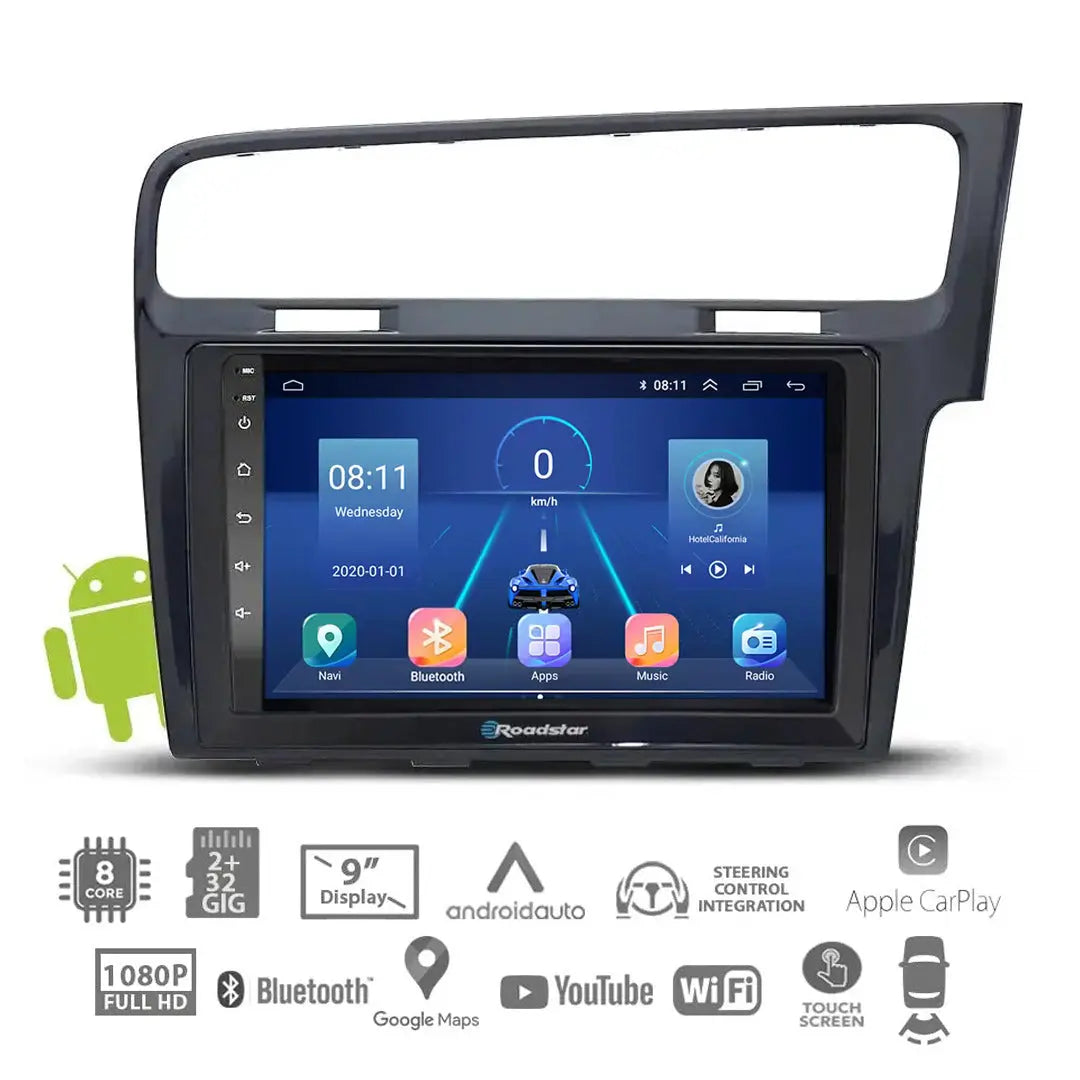 Suitable To Fit VW Golf 7 - 9 Inch Roadstar Android Entertainment & GPS System Max Motorsport