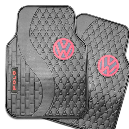 Suitable To Fit - VW Polo 5-Piece Rubber Car Mats (Red) Max Motorsport