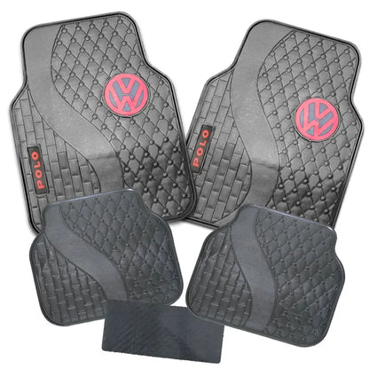 Suitable To Fit - VW Polo 5-Piece Rubber Car Mats (Red) Max Motorsport