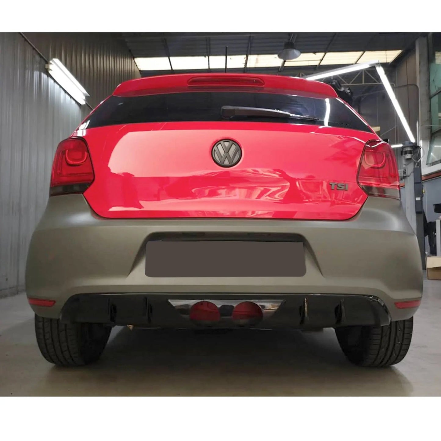 Suitable To Fit - VW Polo 6R R400 Style Plastic Rear Bumper Upgrade With Tailpipe Exhaust Max Motorsport