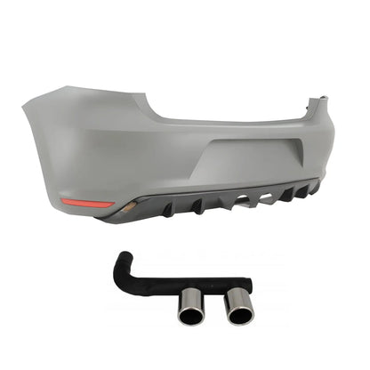 Suitable To Fit - VW Polo 6R R400 Style Plastic Rear Bumper Upgrade With Tailpipe Exhaust maxmotorsports