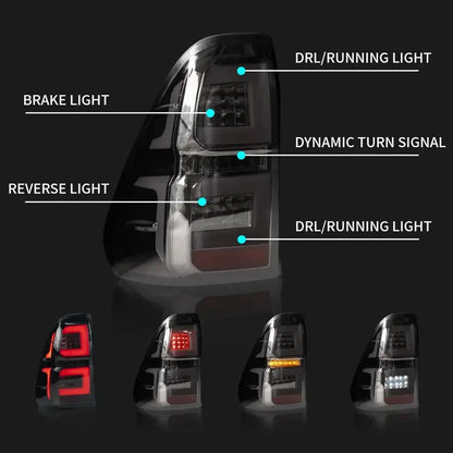Toyota Hilux GR Sport Style (16-On) Smoked Black LED Taillights Max Motorsport