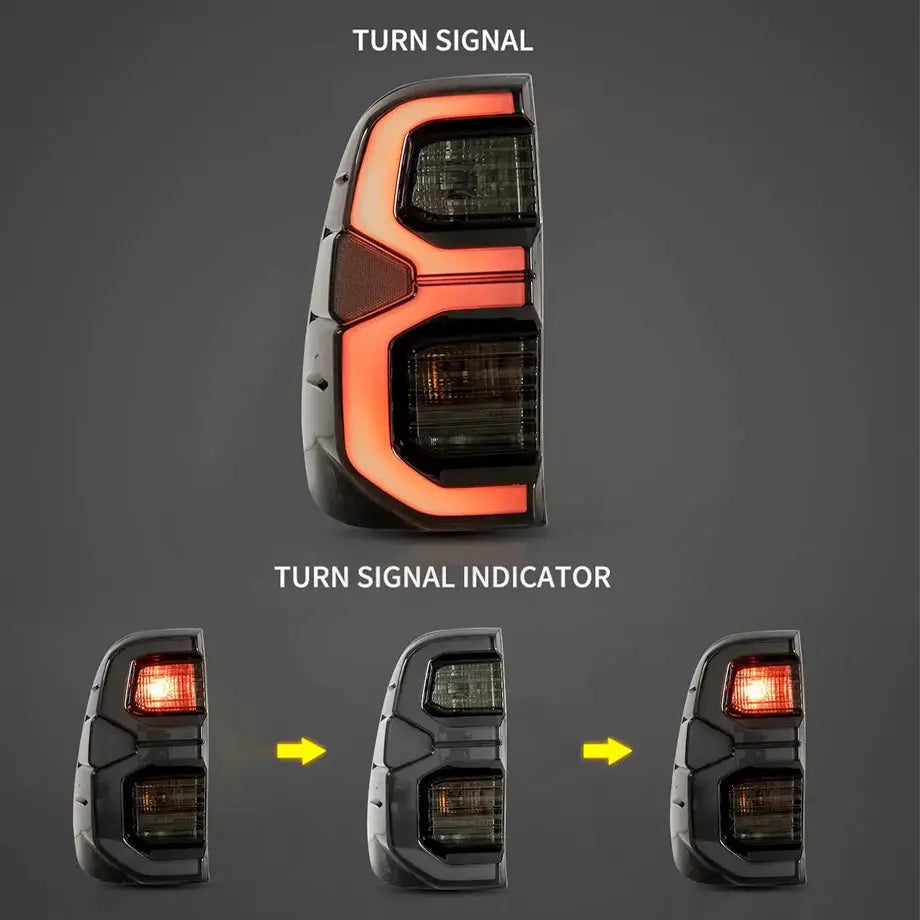 Toyota Hilux Revo (16-On) Smoked Black LED Taillights Max Motorsport