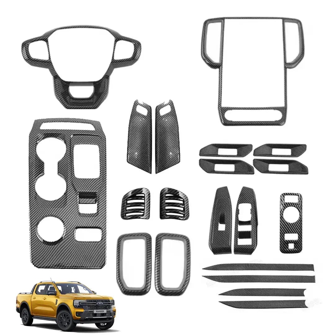 Toyota Hilux (16-On) GR Sport Carbon Look Interior Accessory Trim Kit - 15 Piece Max Motorsport