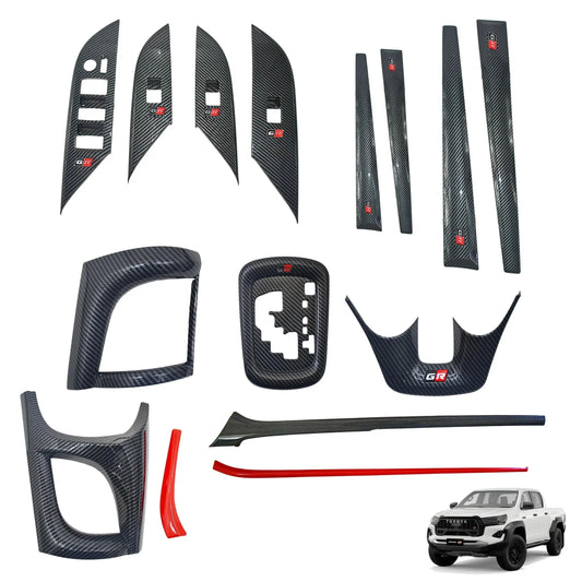 Toyota Hilux (16-On) GR Sport Carbon Look Interior Accessory Trim Kit - 15 Piece Max Motorsport
