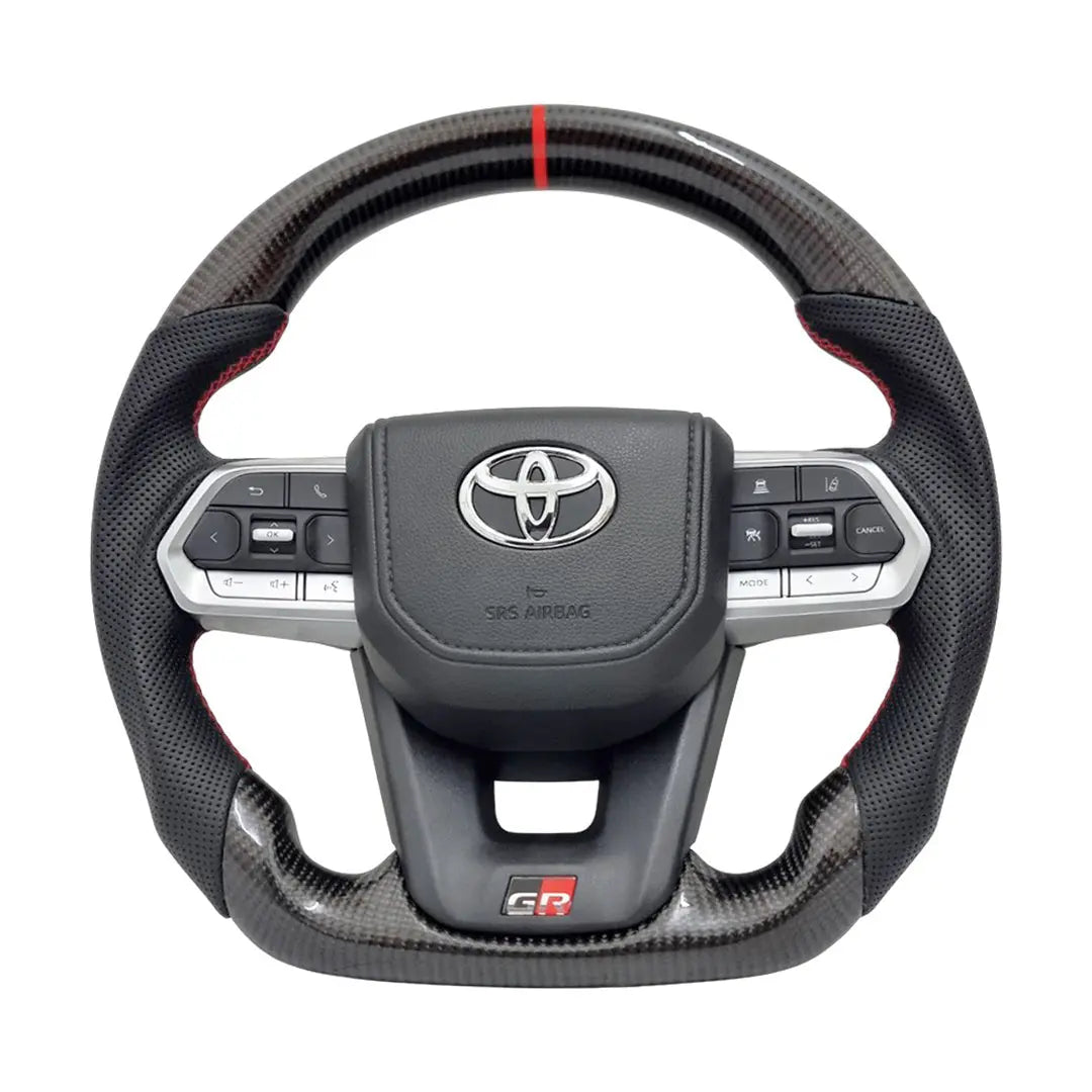 Toyota Land Cruiser LC300 GR Sport Style Genuine Carbon Fibre Upgrade Steering Wheel Max Motorsport