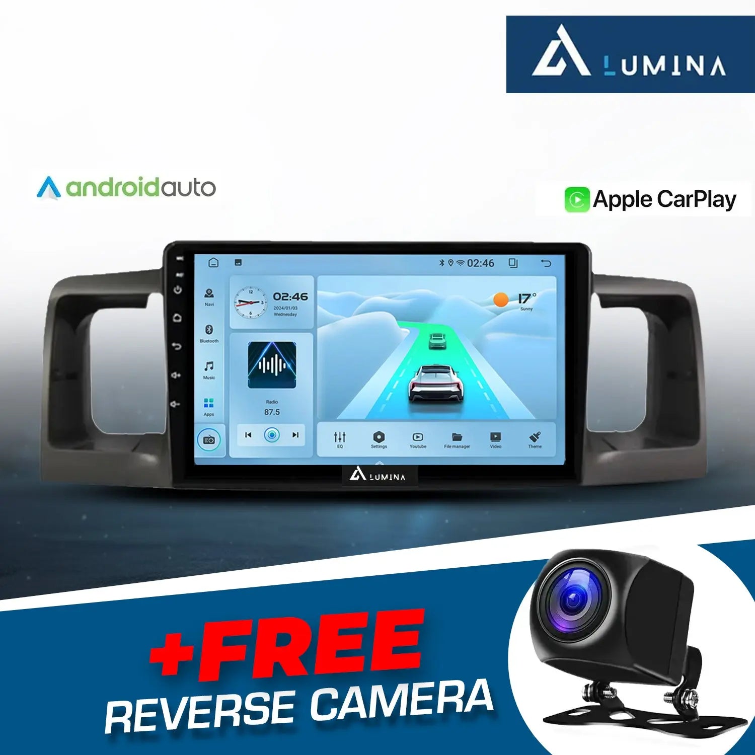 Toyota Run X (03-07) - 9 Inch Lumina Android Entertainment & GPS System +FREE Reverse Camera LUMINA AUDIO