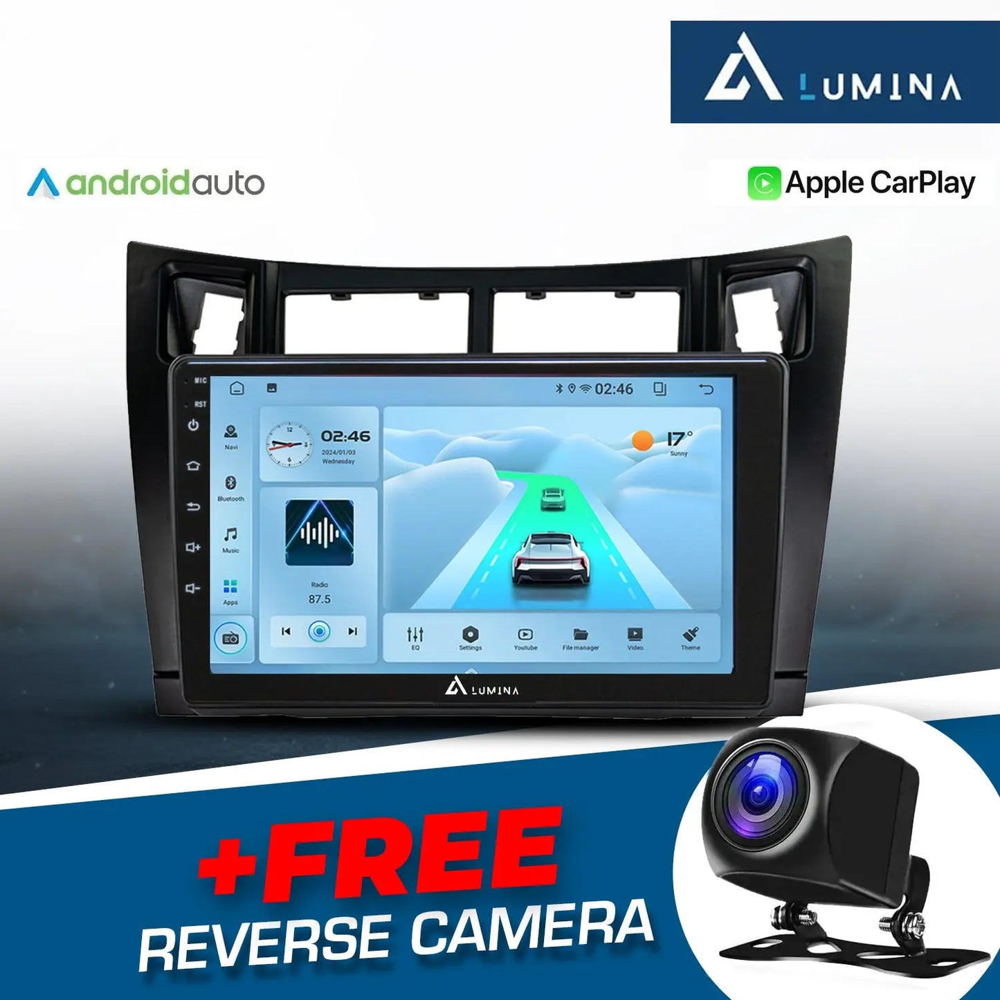 Toyota Yaris (06-11) - 9 Inch Lumina Android Entertainment & GPS System +FREE Reverse Camera LUMINA AUDIO
