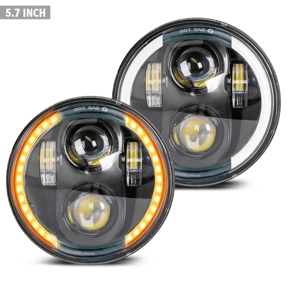 Universal 5.7 Inch - Jeep Style LED Angel Eye Projector Headlight Max Motorsport