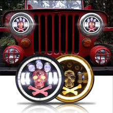 Load image into Gallery viewer, Universal 7 Inch - Jeep Style LED Angel Eye Projector Skull Headlight Max Motorsport
