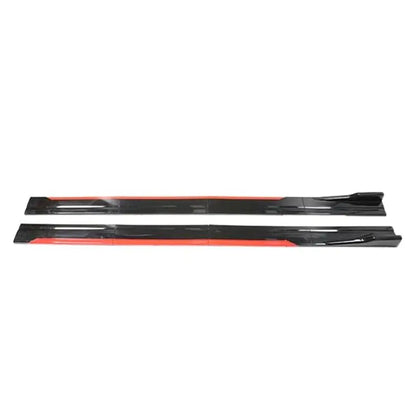 Universal 8-Piece Gloss Black With Red Trim Interlocking Side Skirts Extensions Max Motorsport