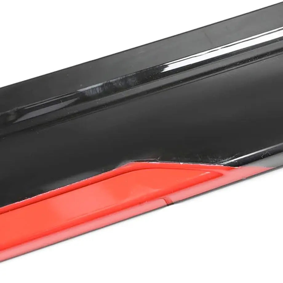 Universal 8-Piece Gloss Black With Red Trim Interlocking Side Skirts Extensions Max Motorsport