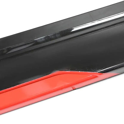 Universal 8-Piece Gloss Black With Red Trim Interlocking Side Skirts Extensions Max Motorsport