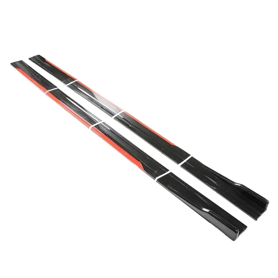 Universal 8-Piece Gloss Black With Red Trim Interlocking Side Skirts Extensions Max Motorsport