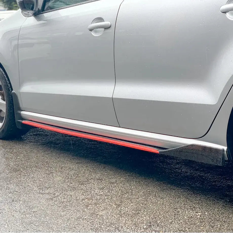 Universal 8-Piece Gloss Black With Red Trim Interlocking Side Skirts Extensions Max Motorsport