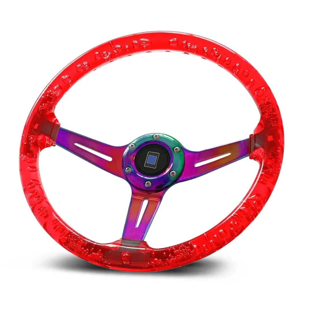 Backdraft Racing Steering Wheel Universal Red Acrylic JDM Drift Style Racing Steering Wheel - Neo Chro ...
