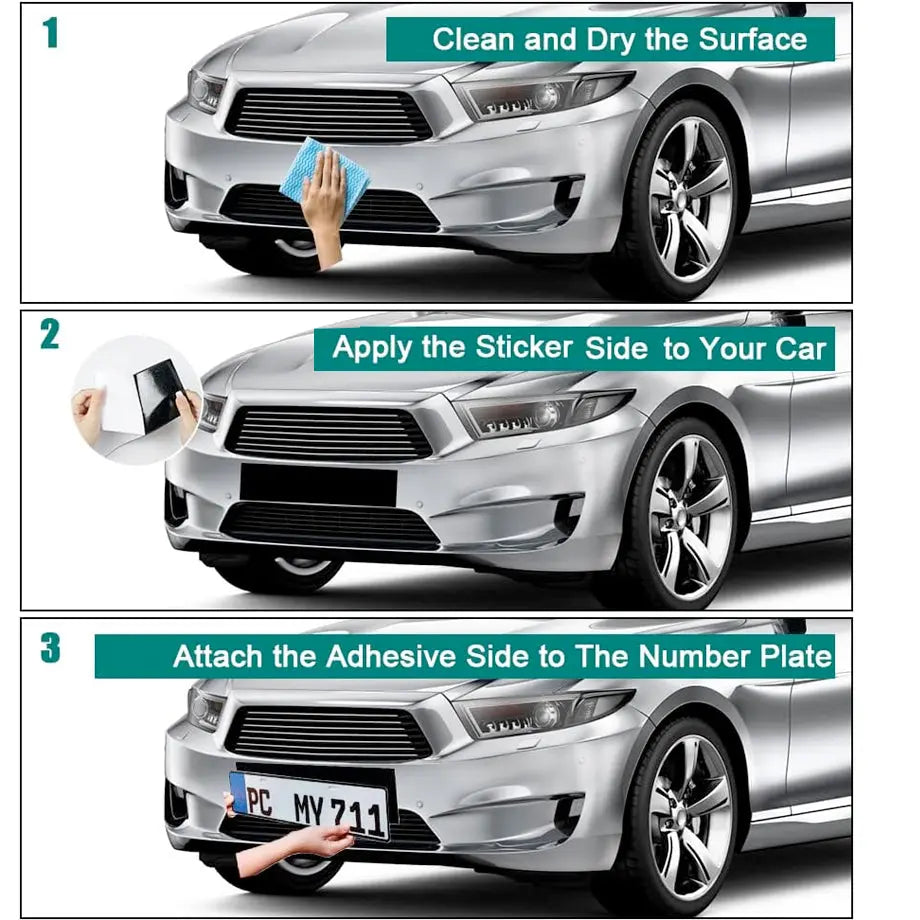 Universal Stick-On Velcro Number Plate Holder 4-Piece Set – Max Motorsport
