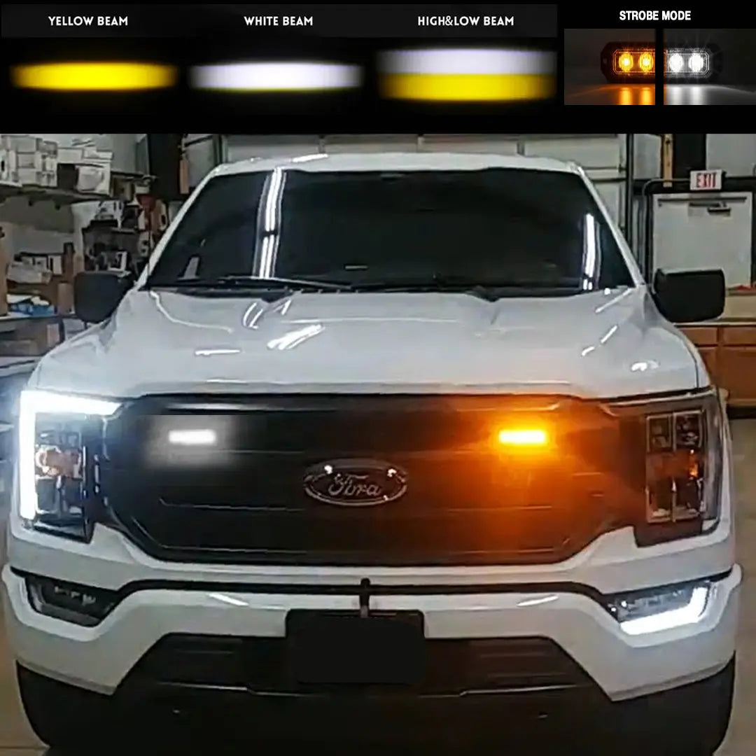 Universal Matrix Ultra Compact Dual POD LED Projector Grille Lights With Strobe Function Max Motorsport