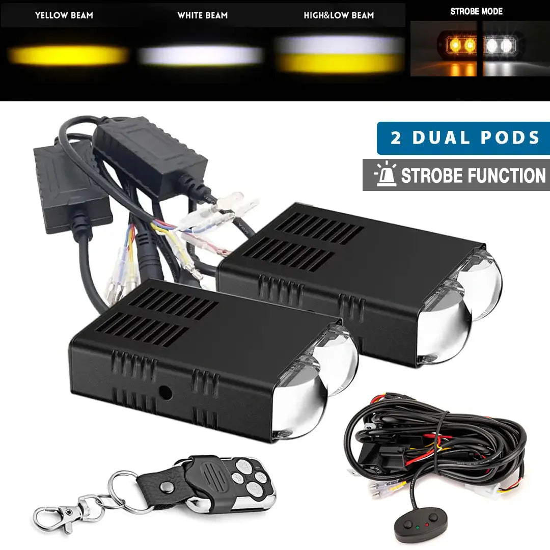 Universal Matrix Ultra Compact Dual POD LED Projector Grille Lights With Strobe Function Max Motorsport