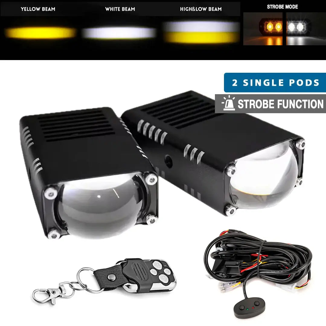 Universal Matrix Ultra Compact Dual POD LED Projector Grille Lights With Strobe Function Max Motorsport