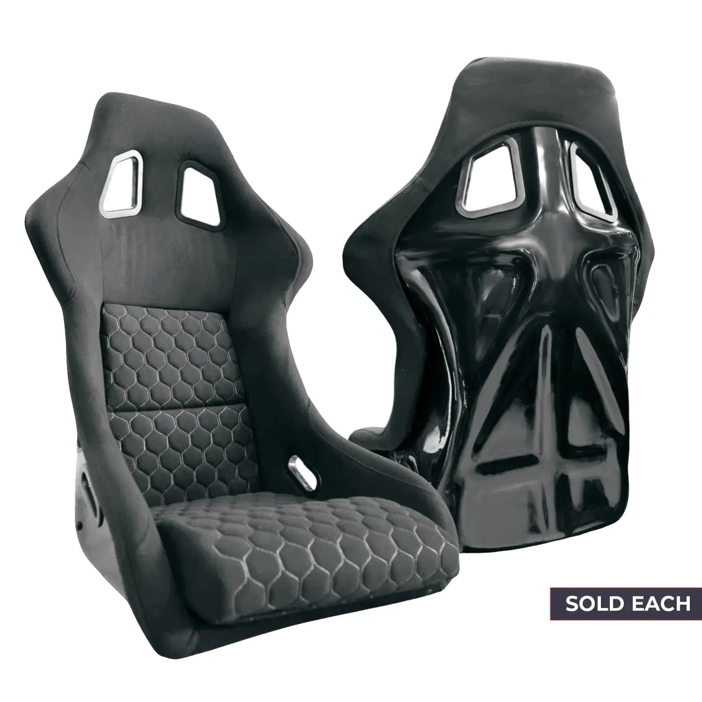 Universal Non-Reclinable Bucket Racing Seats With Gloss Black Frame (EACH) Max Motorsport